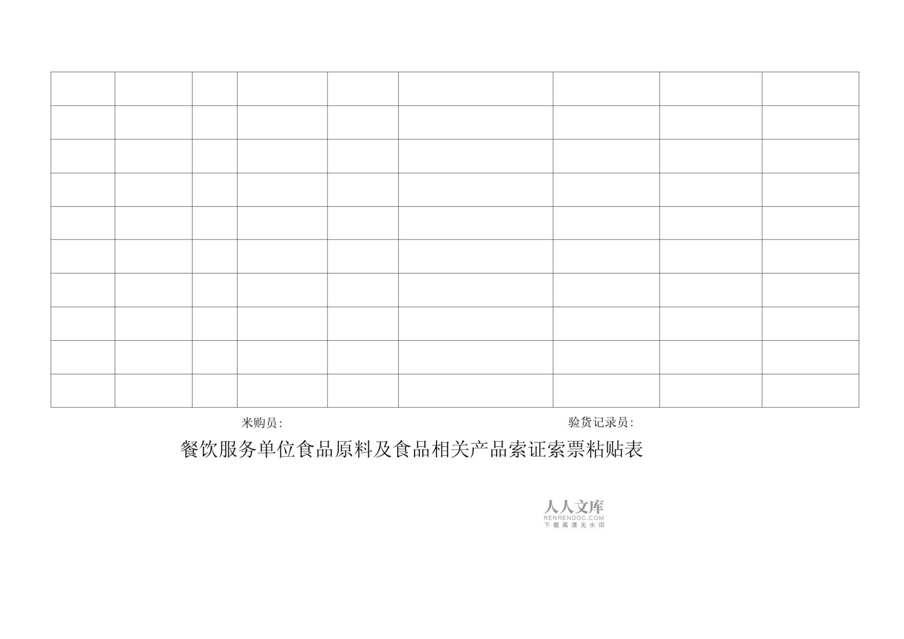 餐飲服務單位食品原料及食品相關產品進貨查驗記錄